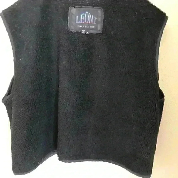 Leoni Black Leather Bomber Biker Jacket with Sherpa Lining Labeled Men's M - Picture 12 of 13